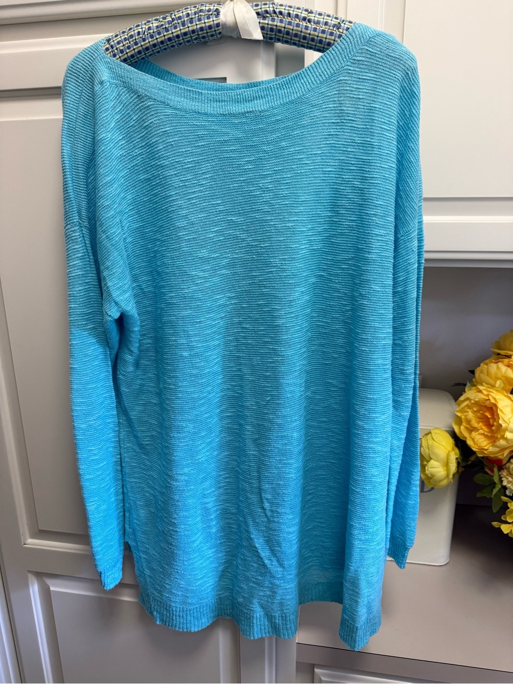 Eileen Fisher Aqua Blue Lightweight Knit Sweater